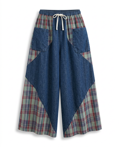 Unique Patchwork Wide Leg Trousers