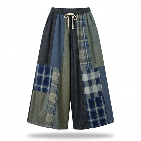 Unique Patchwork Wide Leg Trousers