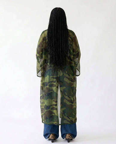 Boundless Camo Mesh Maxi Kimono