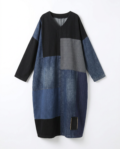 Untamed Patchwork Denim Maxi Dress