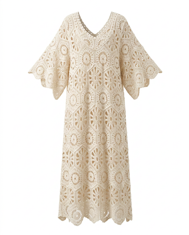 Graceful Crochet Hollow Maxi Dress