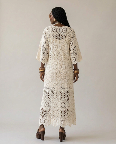 Graceful Crochet Hollow Maxi Dress