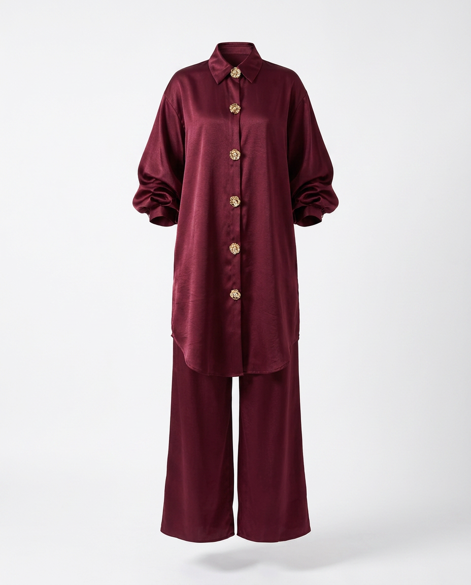 Elegant Loose Solid Two-Piece Set