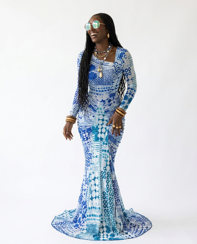 Limitless Printed Ruched Maxi Dress