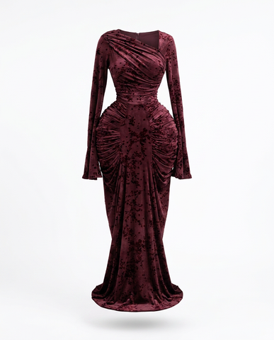 Limitless Printed Ruched Maxi Dress