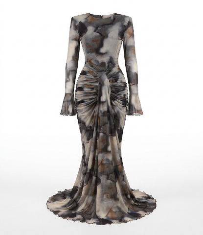 Limitless Printed Ruched Maxi Dress