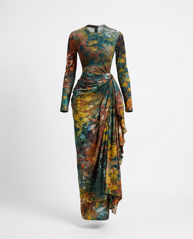 Vibrant Tie Dye Ruched Maxi Dress