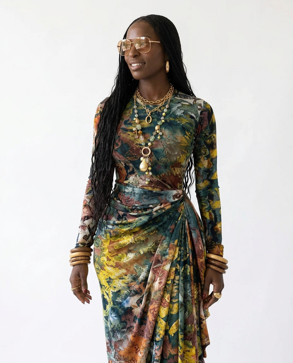 Vibrant Tie Dye Ruched Maxi Dress