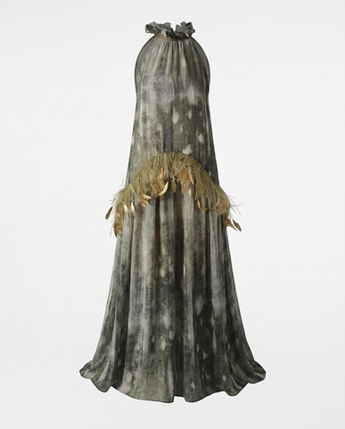 Wild Heart Feather Halter Maxi Dress