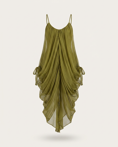 Liberated Sheer Draped Mini Dress