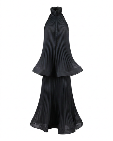 Sovereign Pleated Solid Maxi Dress