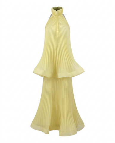 Sovereign Pleated Solid Maxi Dress