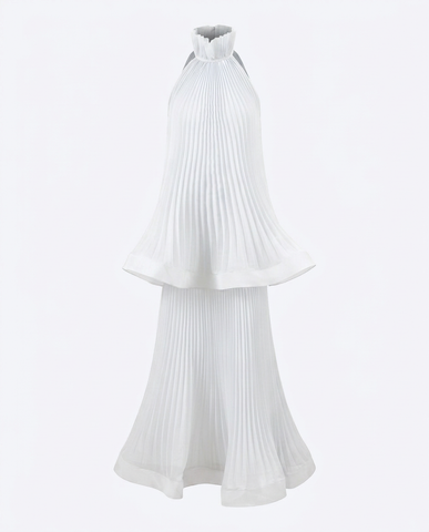 Sovereign Pleated Solid Maxi Dress