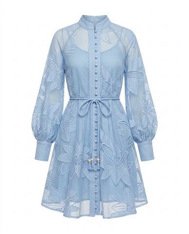 Graceful Floral Hollow A-Line Dress