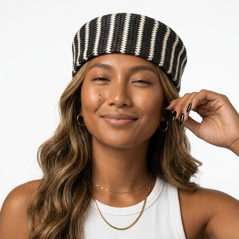 Free Spirit Striped Cotton Beret