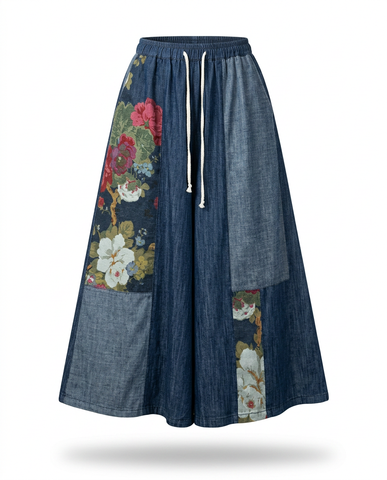 Unique Patchwork Wide Leg Trousers