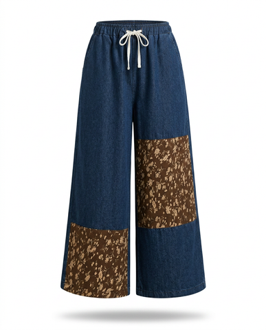 Unique Patchwork Wide Leg Trousers