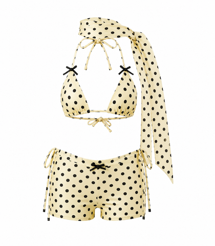 Vibrant Polka Dot Bandeau Bikini Set