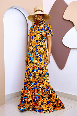 Confident African Ankara Tiered Maxi Dress