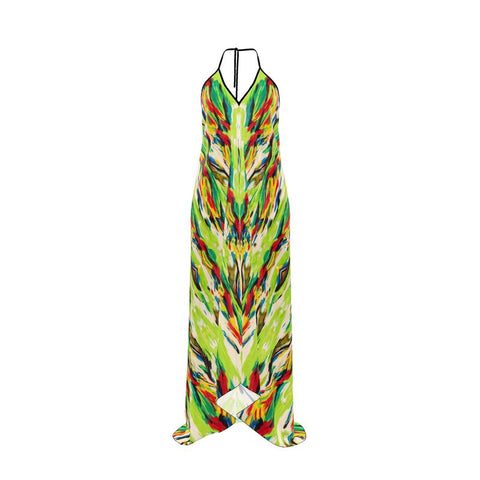 Vibrant Printed Halter Maxi Dress
