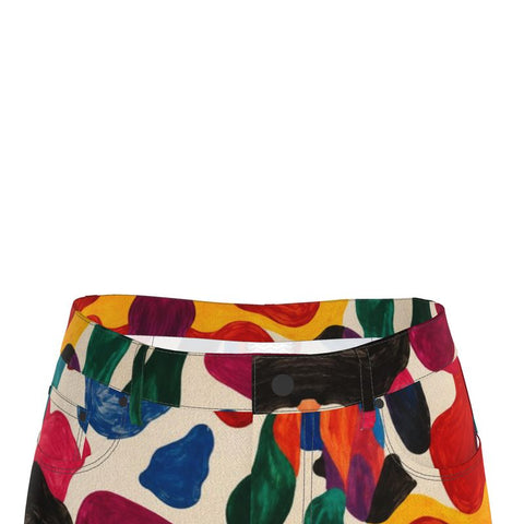 Vibrant Printed Split Denim Printed Skirt