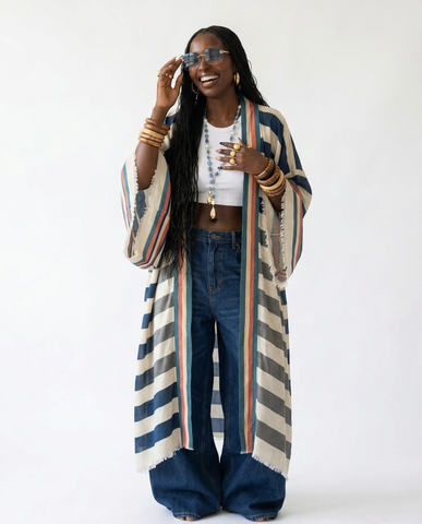 Free Spirit Striped Boho Kimono