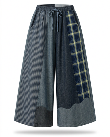 Unique Patchwork Wide Leg Trousers