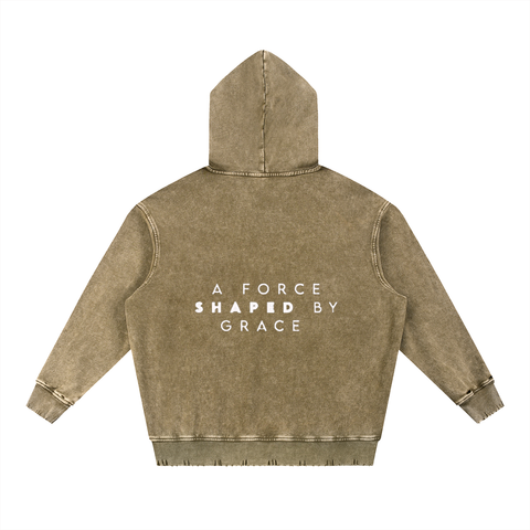 A force shaped by grace Snow Wash Hoodie