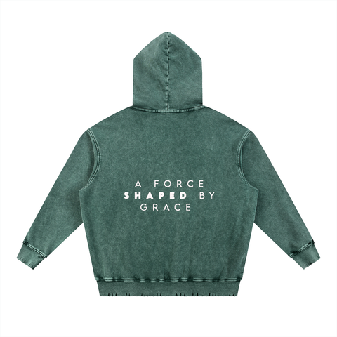 A force shaped by grace Snow Wash Hoodie