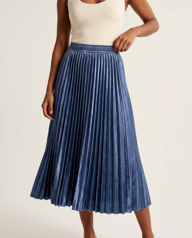 The Zenith Pleated Velvet Midi Skirt