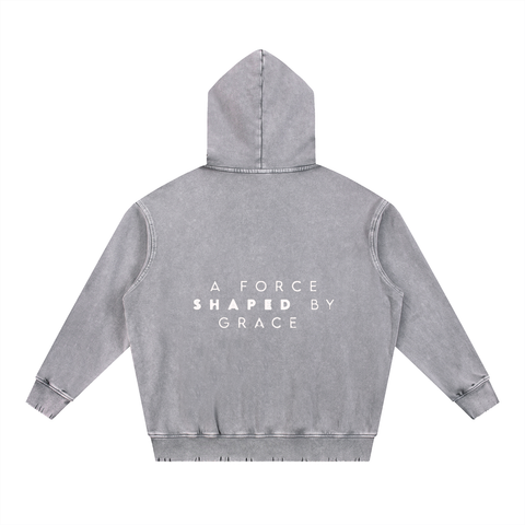 A force shaped by grace Snow Wash Hoodie