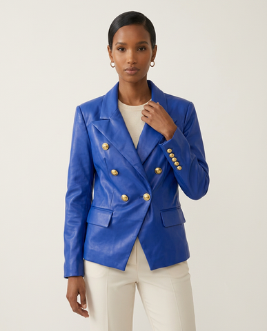 The Cobalt Leather Statement Blazer