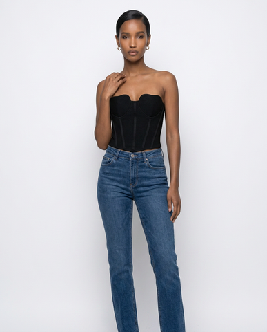The Sculpted Noir Bodice & Denim Set