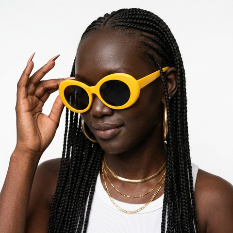 Vibrant Yellow Oval Sunglasses