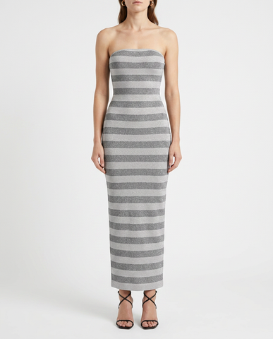 Stripe Strapless Gown