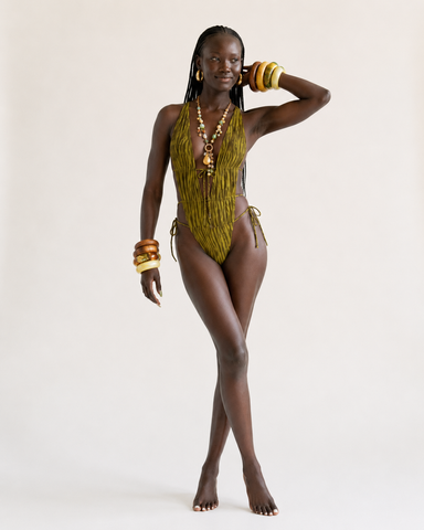 Daring Printed Deep-V One-Piece Swimsuit
