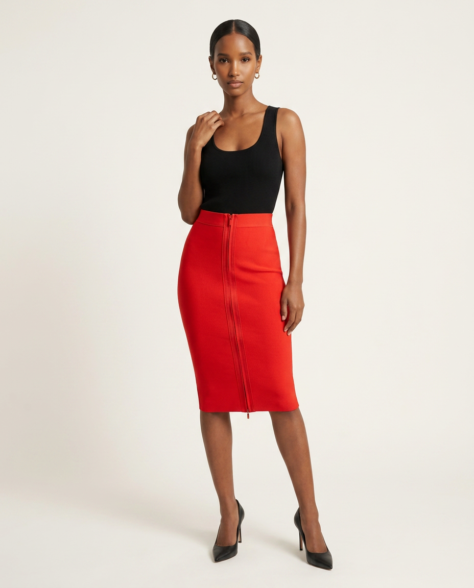 Siren Red Pencil Skirt Set