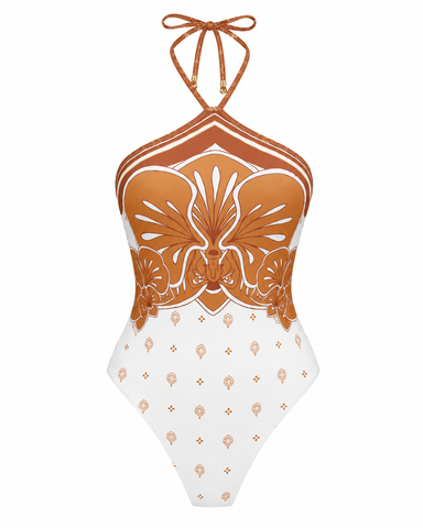 Audacious Floral Halter One-Piece Swimsuit