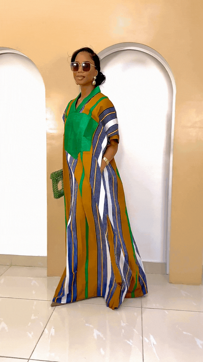 Sovereign Striped Aso Oke Maxi Dress