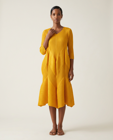 Marigold Sunburst Pleated Dress