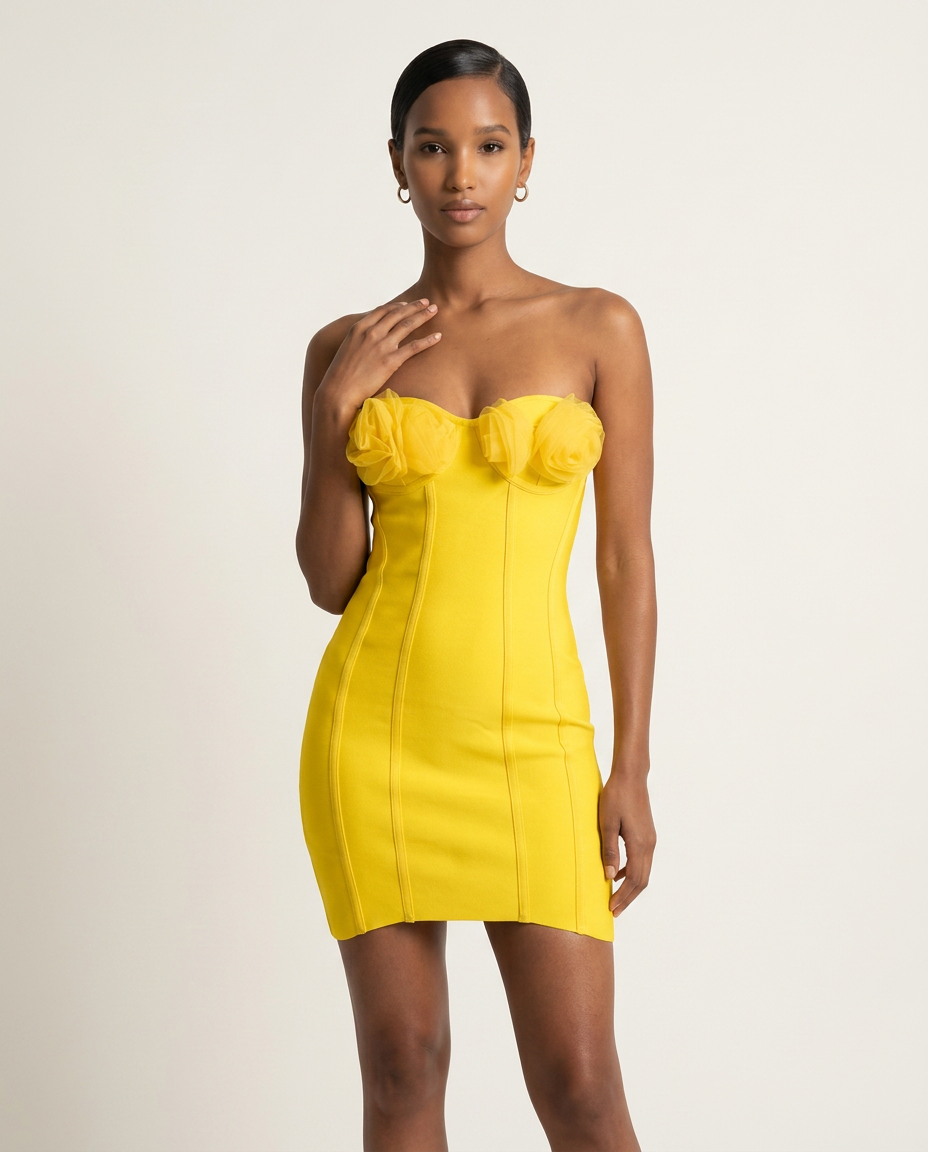 The Marigold Rosette Bustier Dress