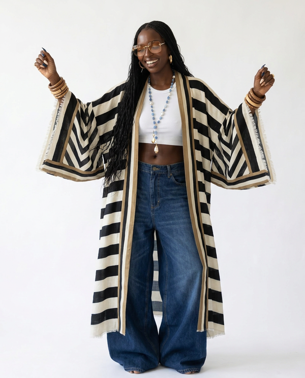 Wanderlust Striped Boho Kimono