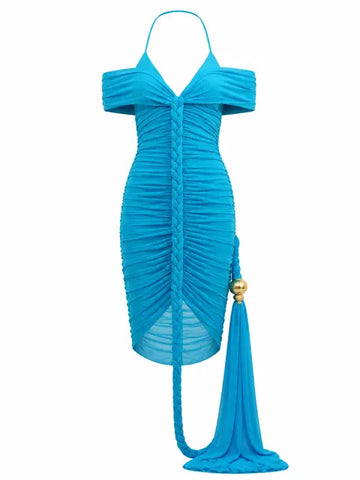 Daring Braided Ruched Midi Dress