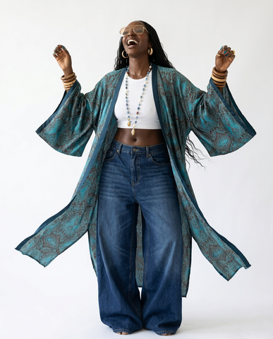 Free Spirit Printed Silk Kaftan