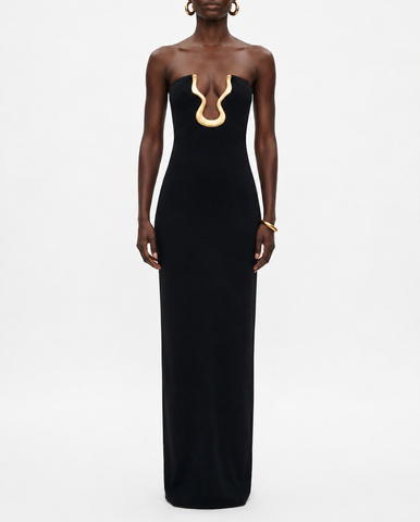 Black Odessa Strapless Maxi Dress