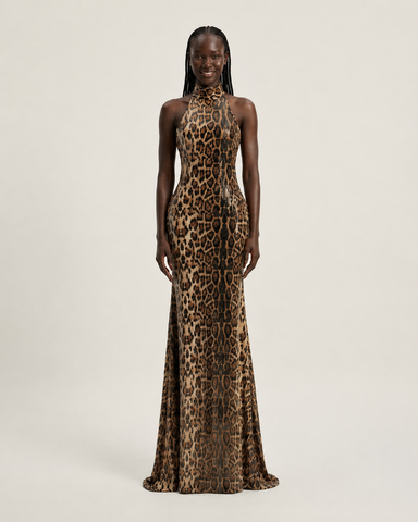 Bronze Leopard Sequin Gown