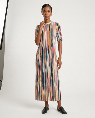 Prism Stripe Ribbed-Knit Dress