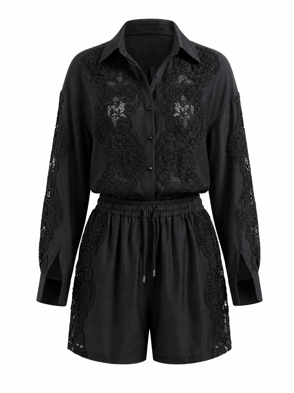Vibrant Lace Spliced Two-Piece Set