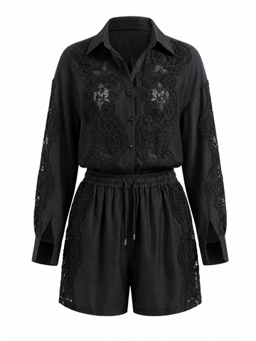 Vibrant Lace Spliced Two-Piece Set
