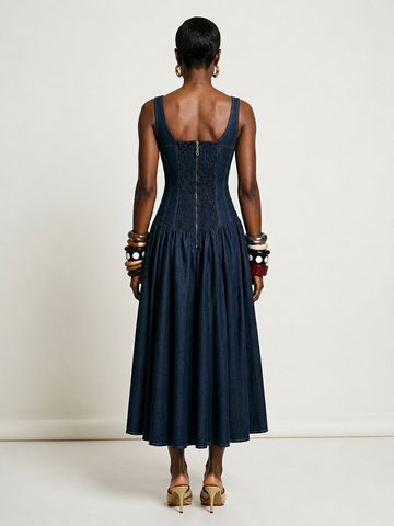 Free Spirit Denim Corset Midi Dress